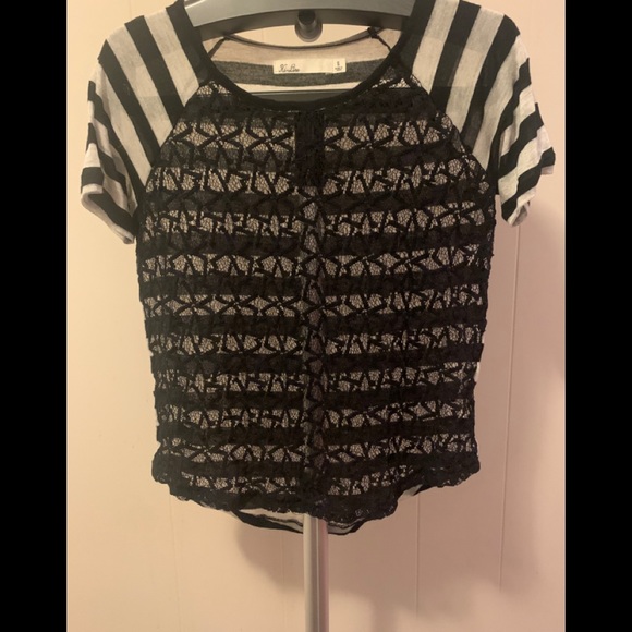 Madewell Tops - Black/white short sleeve sheer top